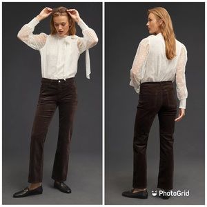 Anthropologie Pilcro Yara Mid Rise Crop Flare Corduroy Jeans in Brown size 24P